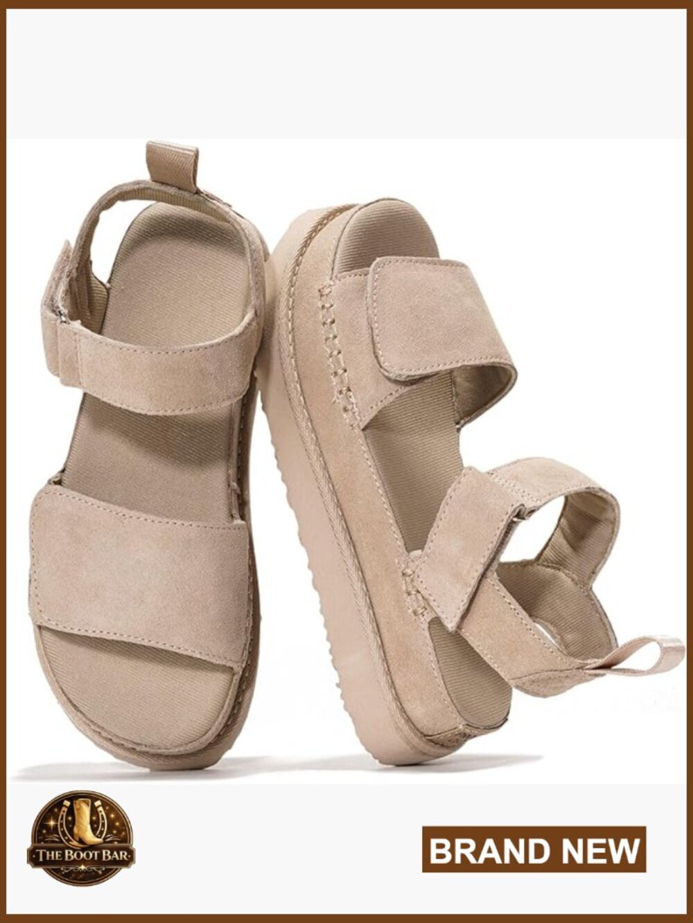 Genuine Leather Platform Sandals Memory Foam Non-Slip Wedges